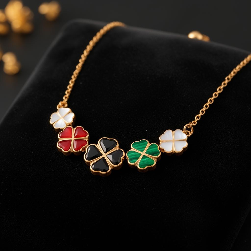 Clover station necklace in multiple colors